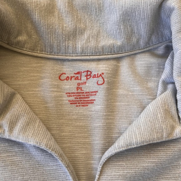 4/$25 SALE! Coral Bay Golf Women's Top Petite Large Metallic Short Sleeve - Picture 3 of 6